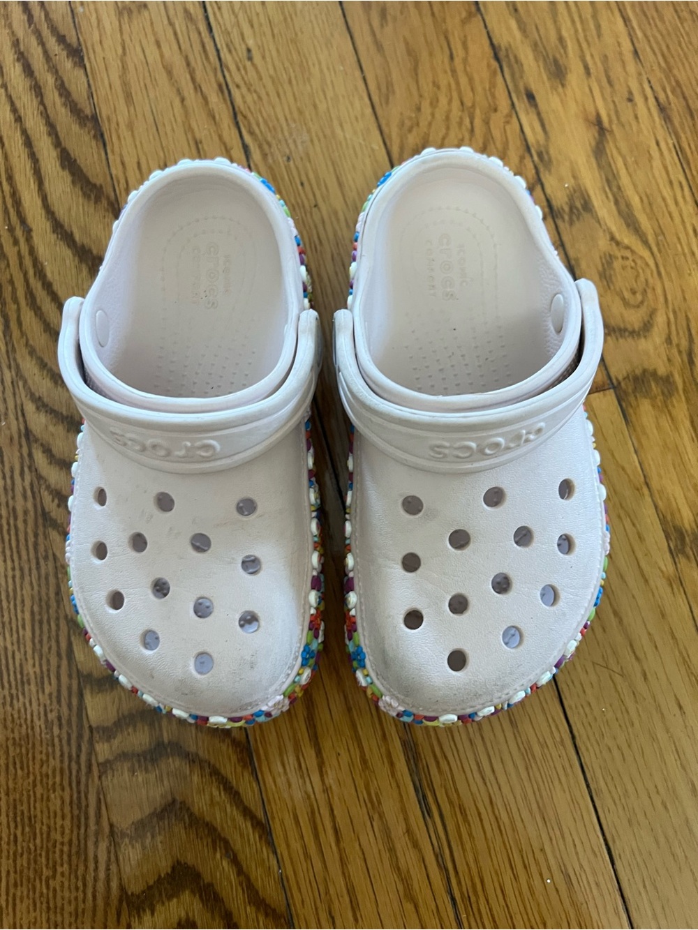 CROCS Kids White Clog with Multicolor Speckled Trim